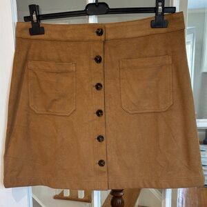 Marine Layer Tan Button-Front Mini Skirt Size 12